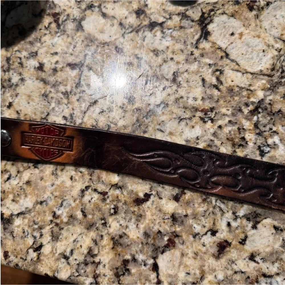 Vintage tooled leather / handmade Harley-Davidson leather belt